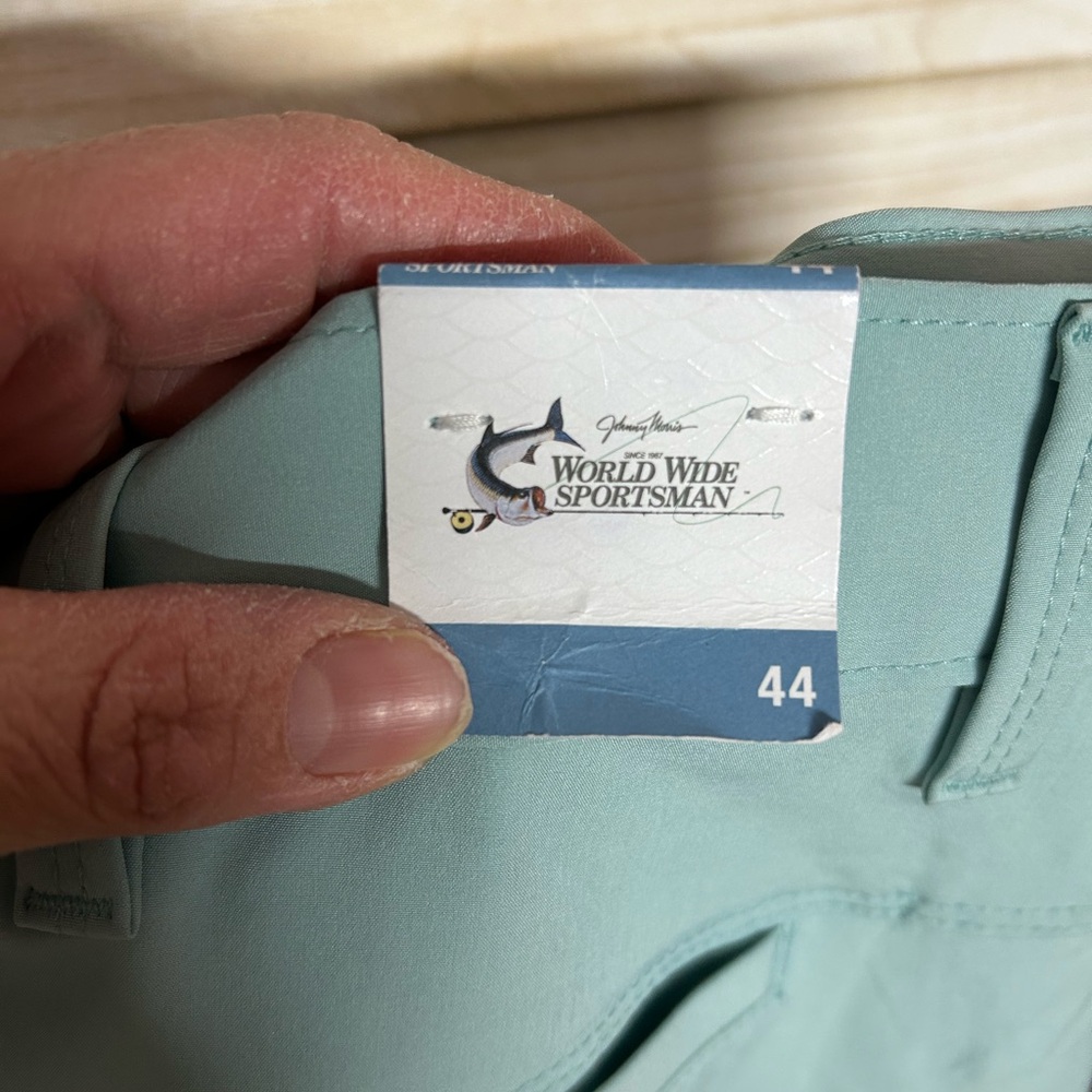 Bass Pro Shops Men's Teal Flat Front Shorts - Picture 5 of 8